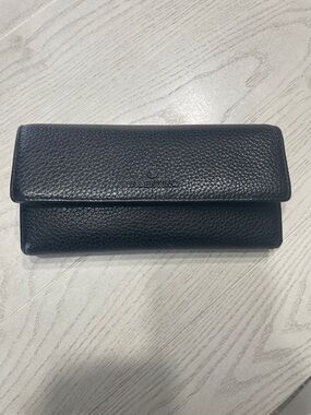 Valentino Black Textured Leather Fold-Over Wallet